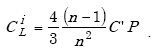 Equation A-7. C subscript L superscript I equals the product of four-thirds, and the quotient of N minus 1 all over N squared, time C prime, times P.