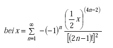 Equation A-82. Imaginary Part of complex Bessel Function of x equals summation from N equals 1 to N equals infinity of the negative of the quantity of negative 1 raised to the power of N, all times the quotient of the numerator of one half X raised to the power of the quantity of the product of 4 and X, minus 2, all over the denominator of the squared factorial of the quantity of the product of 2 and N, minus 1.
