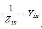 Equation A-95. 1 divided by Capital Z subscript I N equals Capital Y subscript I N.