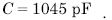 Equation D-9. Capital C is equal to 1045 picofarads.