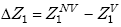 Equation E-15. Delta Capital Z subscript 1 is equal to the difference between Capital Z subscript 1 superscript capital N capital V, minus Capital Z subscript 1 superscript capital V.