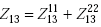 Equation E-29. Capital Z subscript 13 is equal to the sum of Capital Z subscript 13 superscript 11 added to Capital Z subscript 13 superscript 22