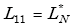 Equation E-44. Capital L subscript 11 is equal to Capital L subscript N superscript star.