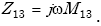 Equation E-8. Capital Z subscript 13 is equal to the product of lowercase j multiplied by omega multiplied by Capital M subscript 13.