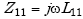 Equation E-9. Capital Z subscript 11 is equal to the product of lowercase j multiplied by omega multiplied by Capital L subscript 11.