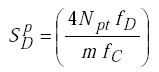 Equation H-17. Capital S subscript Capital D superscript P equals the quotient of parenthesis 4 times Capital N subscript P T times F subscript Capital D parenthesis divided by the product of M times f subscript Capital C.