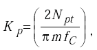 Equation H-20. Capital K subscript P equals the quotient of the product of 2 times Capital N subscript P T divided by parenthesis pi times m times F subscript Capital C parenthesis.