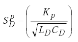 Equation H-21. Capital S subscript Capital D superscript P equals Capital K subscript P divided by square root of parenthesis Capital L subscript Capital D times Capital C subscript Capital D parenthesis.