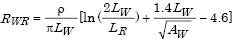 Capital R subscript Capital W R equals the quotient of parenthesis Capital R subscript Capital W times Capital R subscript Capital M R minus the square of Capital R subscript capital W R parenthesis divided by parenthesis Capital R subscript Capital W plus Capital R subscript Capital M R minus the product of 2 times Capital R subscript Capital WR parenthesis.