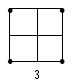 Row 16 —Square with very small black circles at each corner. Straight lines connect the center of each side of the square to the center of the square. The numeral 3 is printed just below the bottom side of the square. All of this represents item 15, with number 2/0 wire, 4 rods, 2 ties.