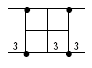 Row 17 —Square with very small black circles at each corner. Straight lines connect the center of each side of the square to the center of the square. Horizontal lines shoot off to the right and left of the top and bottom of the square. The numeral 3 is printed on the lower left and lower right shooting lines and the bottom line of the square. All of this represents item 16, with number 2/0 wire, 4 rods, 2 ties, 4 tails.