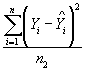 Equation 6. Mean squared prediction error, MSPE, equals the sum from I equals 1 to N of the sum of Y subscript I minus Y tophat subscript I, squared, all divided by the validation data sample size, N subscript 2.