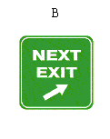 In Vehicle Information System Icon B. This icon indicates to the driver to take the next exit.