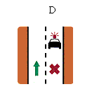 In Vehicle Information System icon. This icon indicates to the driver to stay in his left lane to avoid incident in the right lane.