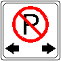 Figure 3i of chapter 4. Icon indicates no parking to the left or right of the no parking sign