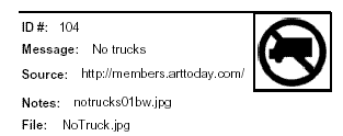 Icon: Message says no trucks