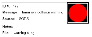 Icon Message: Imminent collision warning