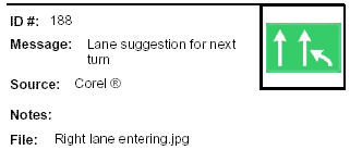 Icon Message: Lane suggestion for next turn