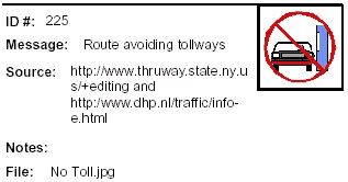 Icon Message: Route avoiding tollways