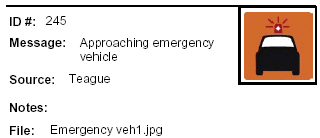 Icon Message: Approaching emergency vehicle
