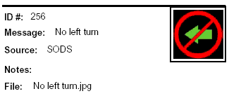 Icon Message: No left turn