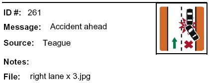 Message: Accident ahead on the right lane. Left lane is passable