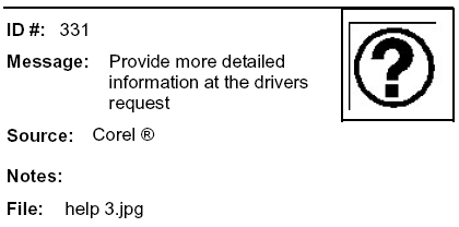 Message: Another Icon to Provide more detailed information at the drivers request