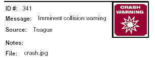 Icon Warning Message: Imminent collision warning