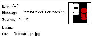 Icon Message: Imminent collision warning