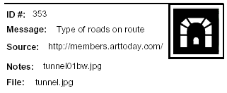 Icon Message: Type of roads on route
