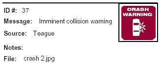 Icon Message: Imminent collision warning