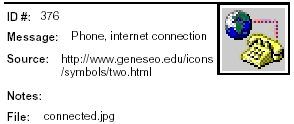 Id #: 376, Message: Phone, internet connection, Source: http://www.geneseo.edu/icons/symbols/two.html, File: connected.jpg