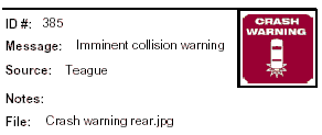 Icon Message: Imminent collision warning