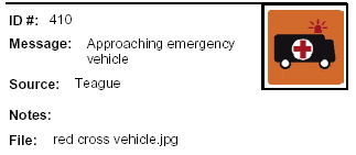 Icon Message: Approaching emergency vehicle (clip art of ambulance)