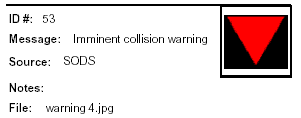 Icon Message: Imminent collision warning