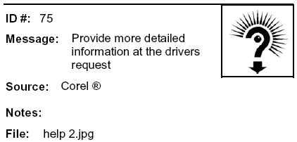 Message: Icon to Provide more detailed information at the drivers request
