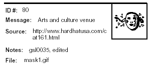 Icon Message: Arts and culture venue (clip art of mask)