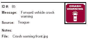 Icon Message: Foward Vehicle Crash Warning