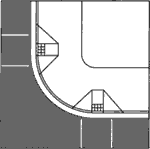 (A) Perpendicular curb ramps with flares and a level landing. 