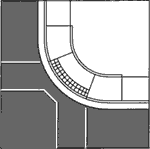 (D) Single parallel curb ramp with at least 1.22 meters (48 inches) clear space.