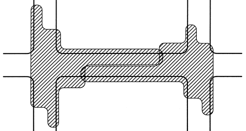 (C) The intersection influence areas of the two intersections fully overlap, creating a substantial amount of potential adverse effects related to access between the two intersections. 