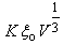 K times initial damage threshold strain, Xi subscript O, times V raised to the one-third power