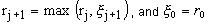 Equation 14. A damage threshold surface, R subscript J plus 1, equals the maximum of the set R subscript J, the damage criterion subscript J plus 1, and the damage criterion subscript 0 equals R subscript 0.