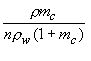 rho m subscript c over n rho subscript w (1 plus m subscript c)