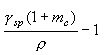 gamma subscript sp (1+m subscript c) over rho minus 1