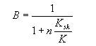 Equation 27. Skempton pore-water pressure parameter B equals 1 divided by the sum of 1 plus N times the quotient of K subscript SK divided by K.