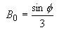 Equation 43. B subscript 0 equals the sine of theta divided by 3.