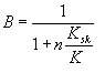 Equation 8. Skempton pore-water pressure parameter B equals 1 divided by the sum of 1 plus N times the quotient of K subscript SK divided by K.
