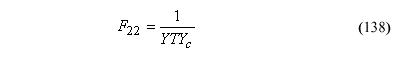 This equation reads F subscript 22 equals the quotient of 1 divided by the product of perpendicular wood strength tension times perpendicular wood strength compression.