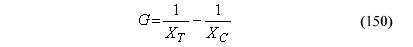 This equation reads Capital G equals the quotient of 1 divided by parallel wood strength tension minus the quotient 1 divided by parallel wood strength compression.